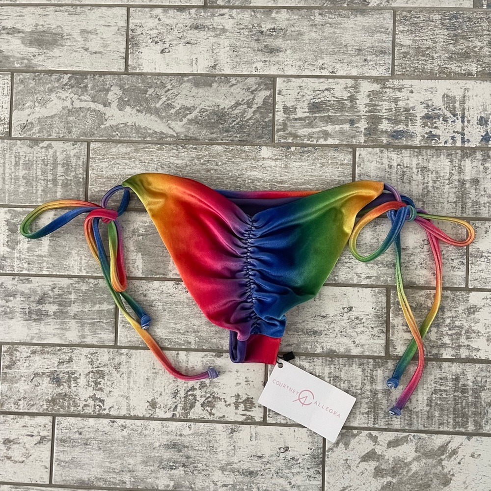 Courtney Allegra ‘Tela’ Velvet/Suede Rainbow Bottom - NWT, Size M